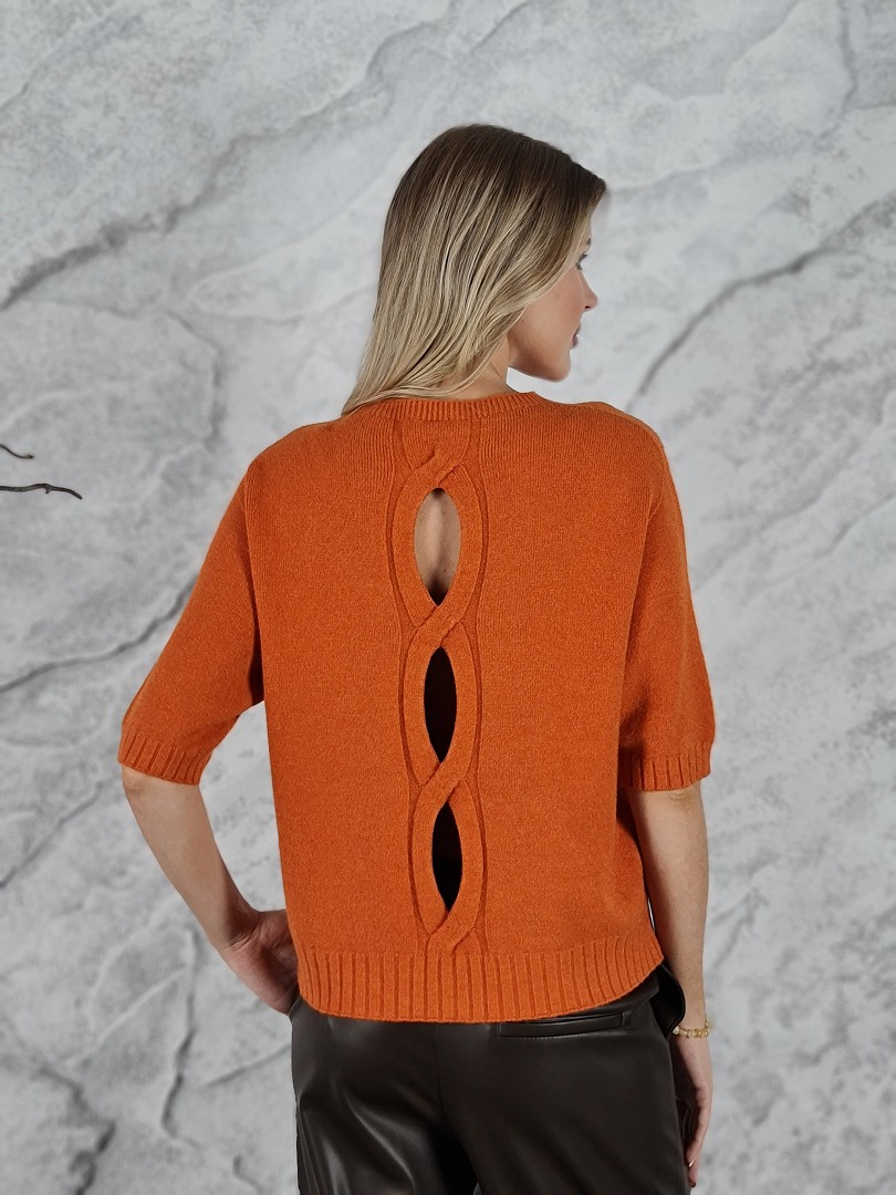 Джемпер Imperial косы на спине оранжевый, фотография №3