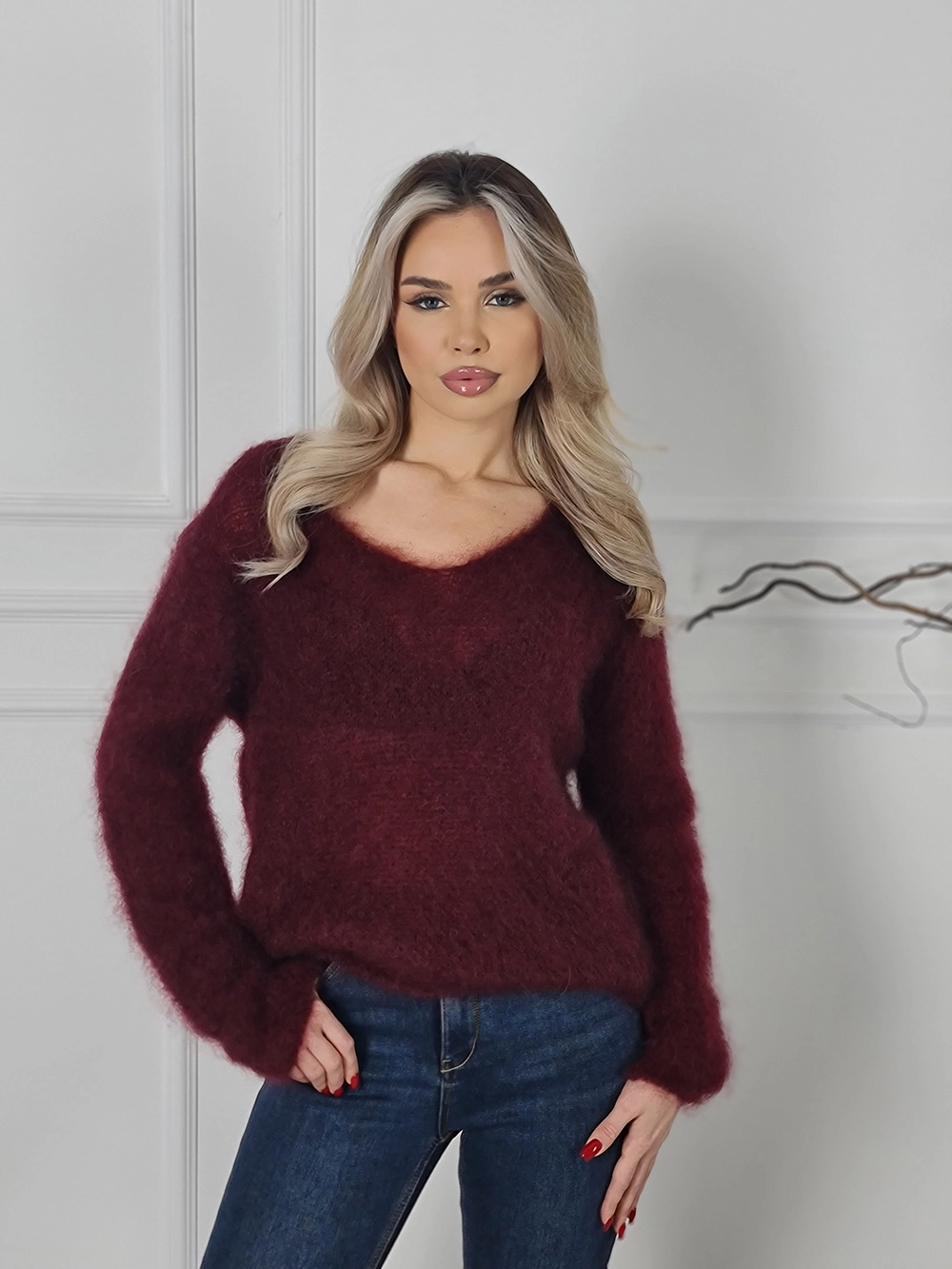Джемпер TRICOT из бэби мохера бордо, фотография №1