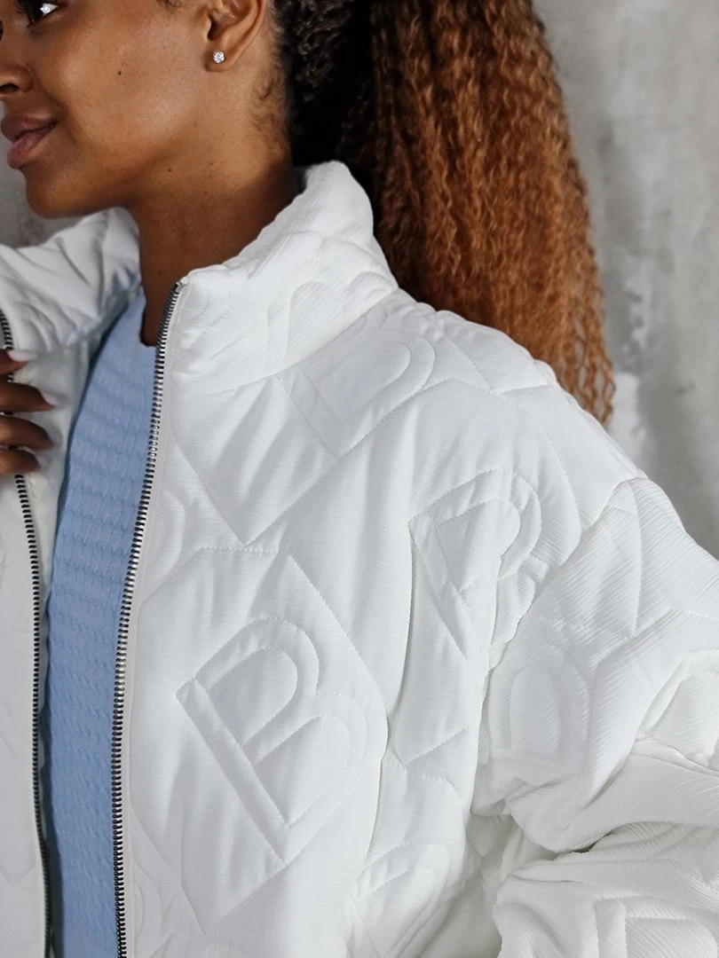 Куртка Barbara Alvisi с буквами и высокой молнией белая, фотография №5