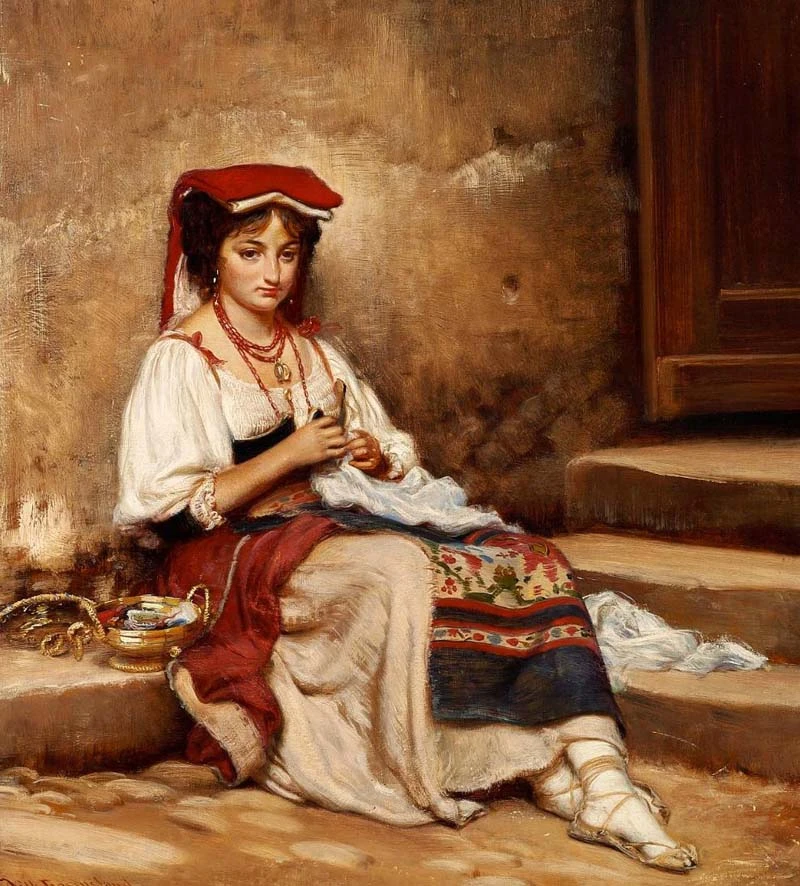 A seated Italian woman. Vilhelm Rosenstand A seated Italian woman. Vilhelm Rosenstand