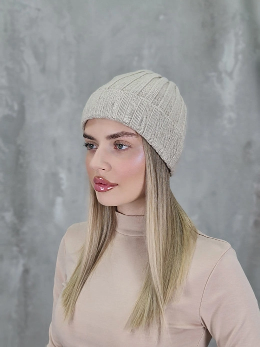 Шапка CASHMERE с кашемиром бежевая