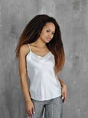 Топ CLOTHÉ атласный на тонких бретелях белый, фотография №1
