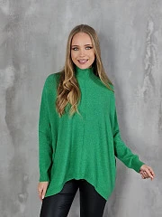 Джемпер J&J Couture oversize с воротником-стойкой зелёный, фотография №1