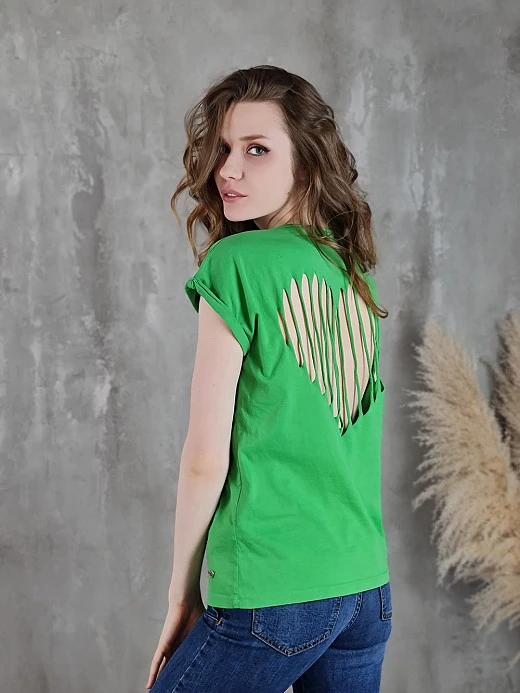 Футболка Please сердце на спине зелёная (Green)