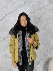 Куртка MyDress с рукавчиками и воротником с мехом лайм, фотография №1