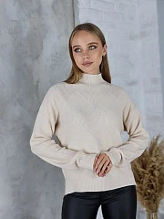 Кофта J-Clair с ромбиками и ассиметричным низом бежевая, фотография №1