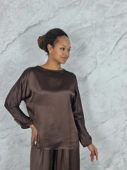 Костюм CLOTHÉ атласный лонг и брюки шоколад, фотография №2