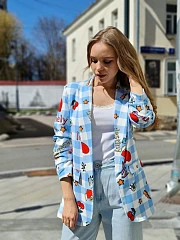 Пиджак My Little Italy с вишенками голубая клетка, фотография №2