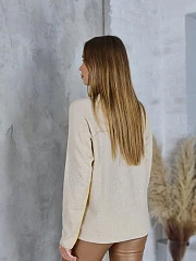 Джемпер Cashmere Blend тонкий с высоким горлом жёлтый/бежевый, фотография №4