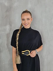 Платье J-Clair трикотажное свободного фасона с поясом чёрное, фотография №3