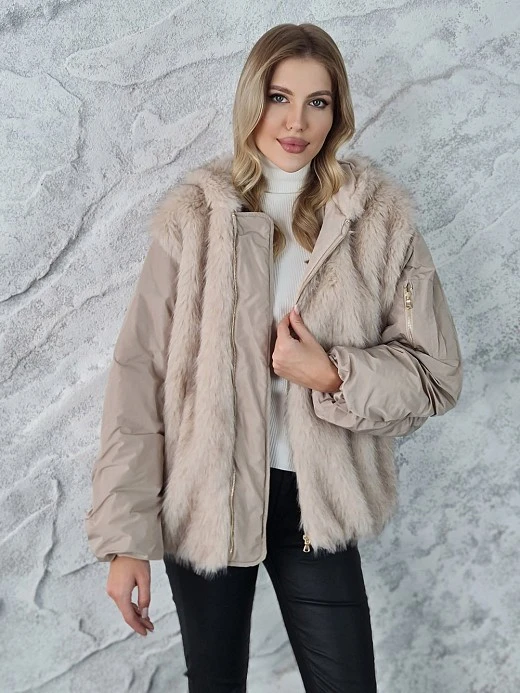 Куртка Vicolo с мехом и капюшоном бежевая