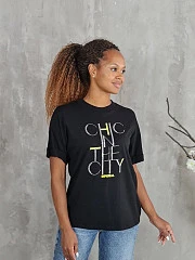Футболка Imperial с надписью CHIC THE CITY черная, фотография №2