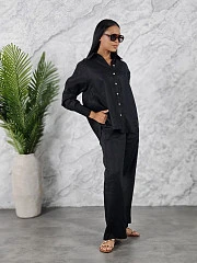 Костюм CLOTHÉ рубашка брюки лен черный, фотография №2