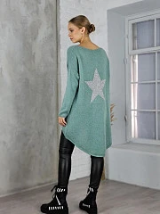 Свитер Pretty Style удлинённый со звездой мята, фотография №1