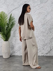 Костюм li.fe style футболка и брюки кремовый с золотым, фотография №2