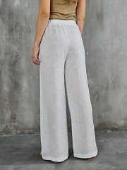 Брюки CLOTHÉ льняные с эластичным поясом белые, фотография №5