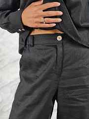 Костюм CLOTHÉ рубашка брюки лен черный, фотография №4