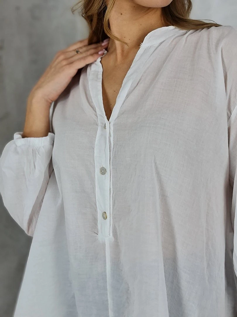 Рубашка MIHO'S с рукавом 3/4 и пуговицами белая, фотография №4