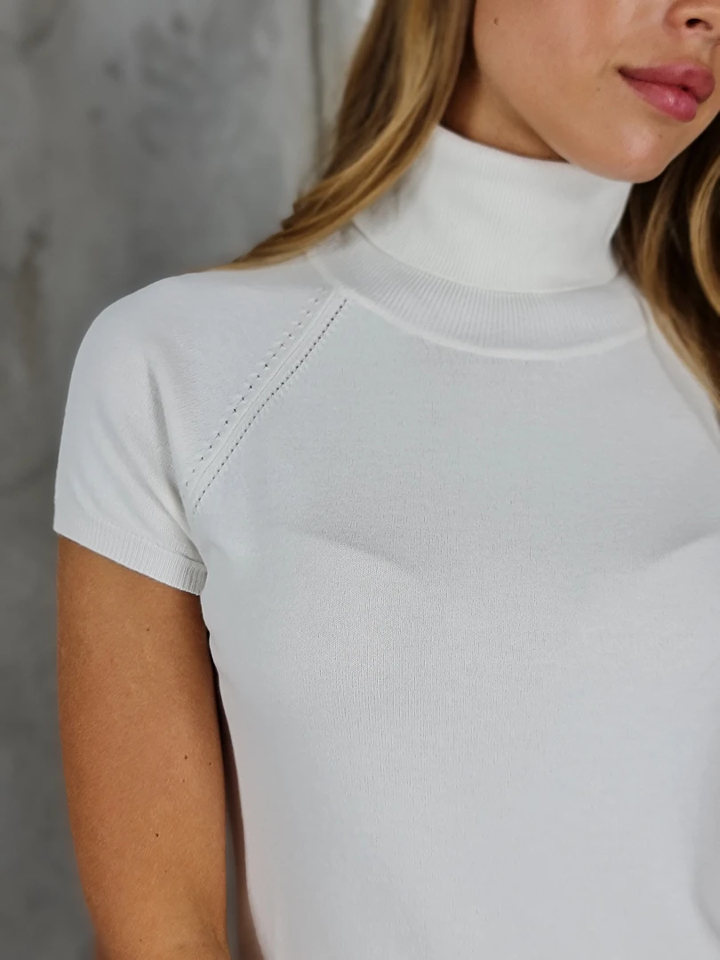 Водолазка  Barbara Alvisi с коротким рукавом белая (Bianco), фотография №3