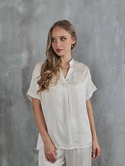 Костюм CLOTHÉ атласный блузка с V-образным вырезом и брюки кремовый, фотография №2