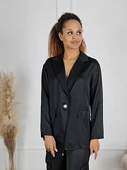 Костюм CLOTHÉ атласный рубашка и брюки чёрный, фотография №4