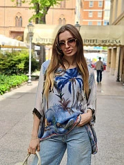 Туника Silk New с пляжным принтом синяя, фотография №1