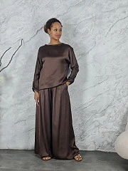 Костюм CLOTHÉ атласный лонг и брюки шоколад, фотография №1