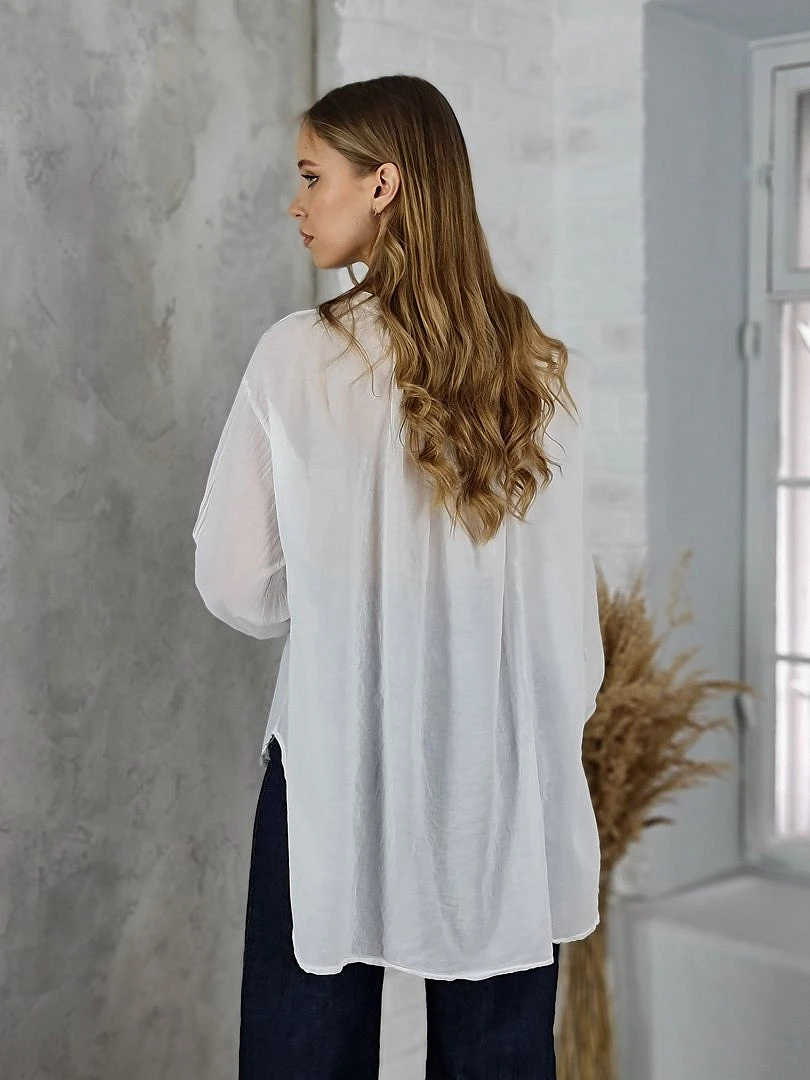Рубашка MIHO'S с рукавом 3/4 и пуговицами белая, фотография №3