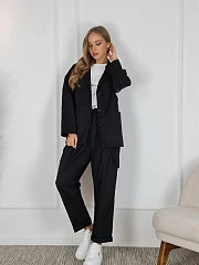 Костюм CLOTHÉ свободная рубашка и брюки чёрный, фотография №4
