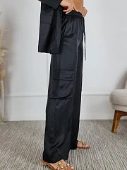 Костюм CLOTHÉ атласный рубашка и брюки чёрный, фотография №5