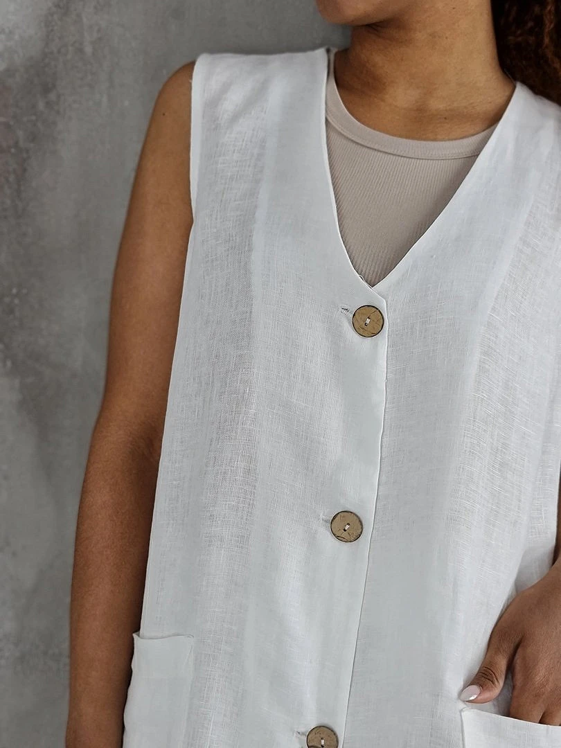 Костюм CLOTHÉ льняной жилет и брюки белый, фотография №4