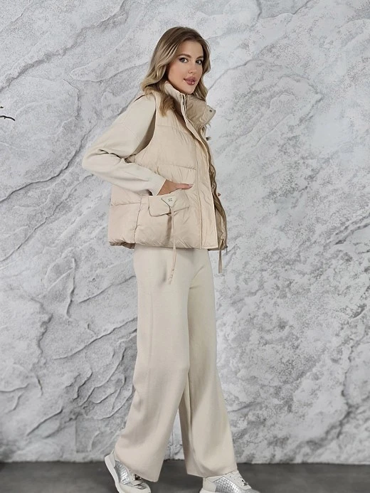 Костюм-тройка BEAUTY WOMEN джемпер без ворота кремовый