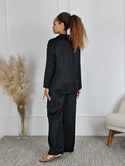 Костюм CLOTHÉ атласный рубашка и брюки чёрный, фотография №3