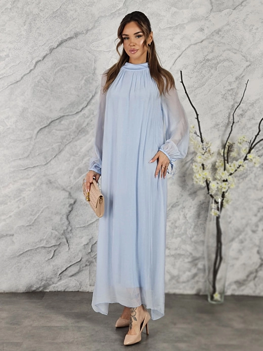 Платье CLOTHÉ свободное полупрозрачное голубое