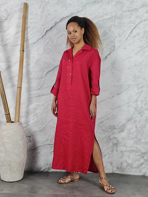 Платье CLOTHÉ с золотыми пуговицами красное