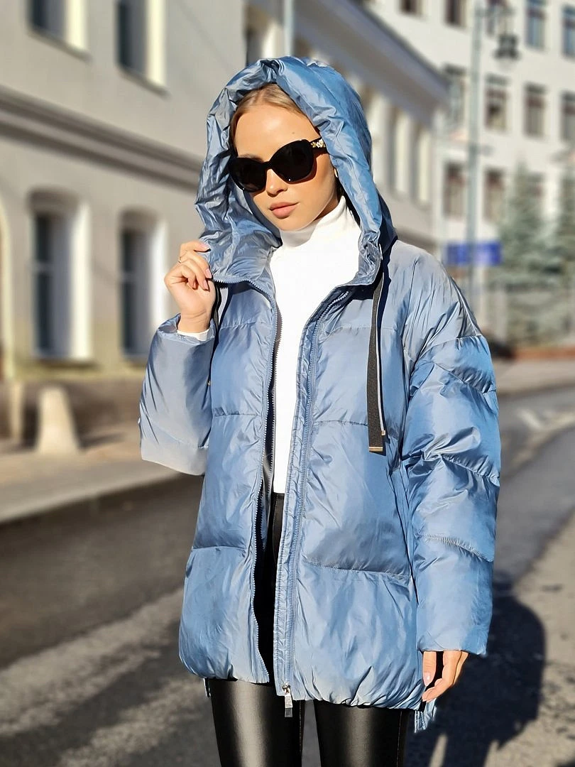 Куртка J-Clair с молниями и лентами-завязочками голубая