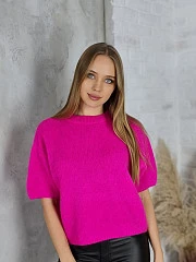 Свитер J&J Couture укороченный пушистый фуксия, фотография №1