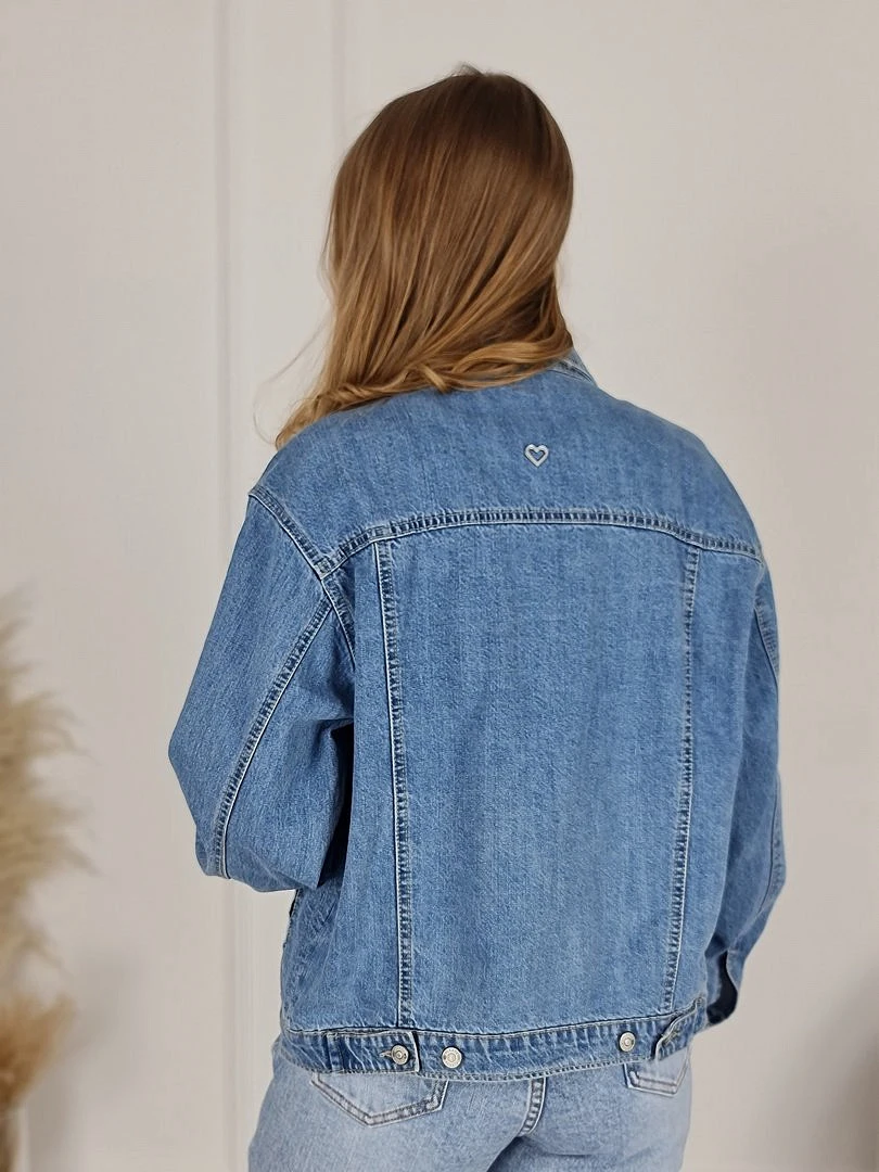 Куртка Please джинсовая со стразами голубая, фотография №5