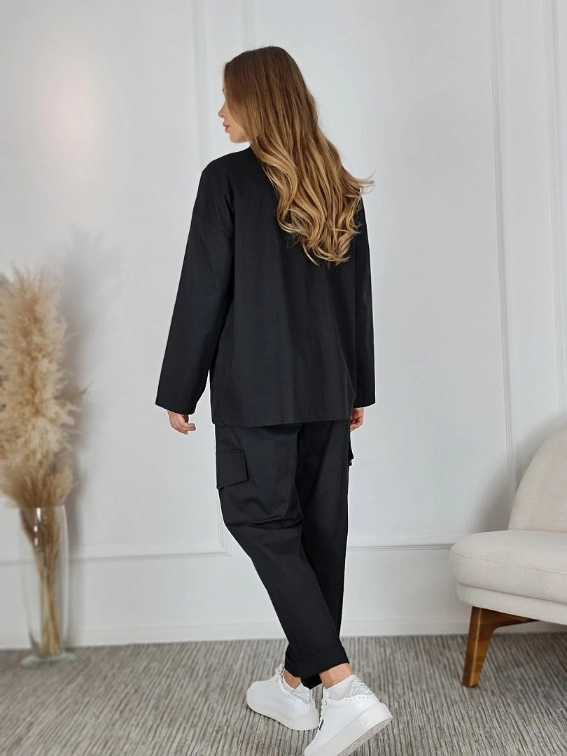 Костюм CLOTHÉ свободная рубашка и брюки чёрный, фотография №2