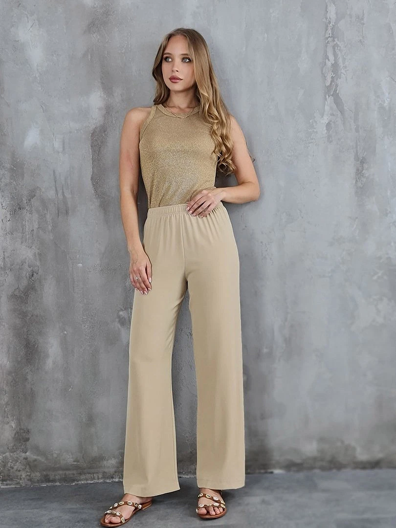 Брюки Imperial палаццо с резинкой песочные (Beige), фотография №2