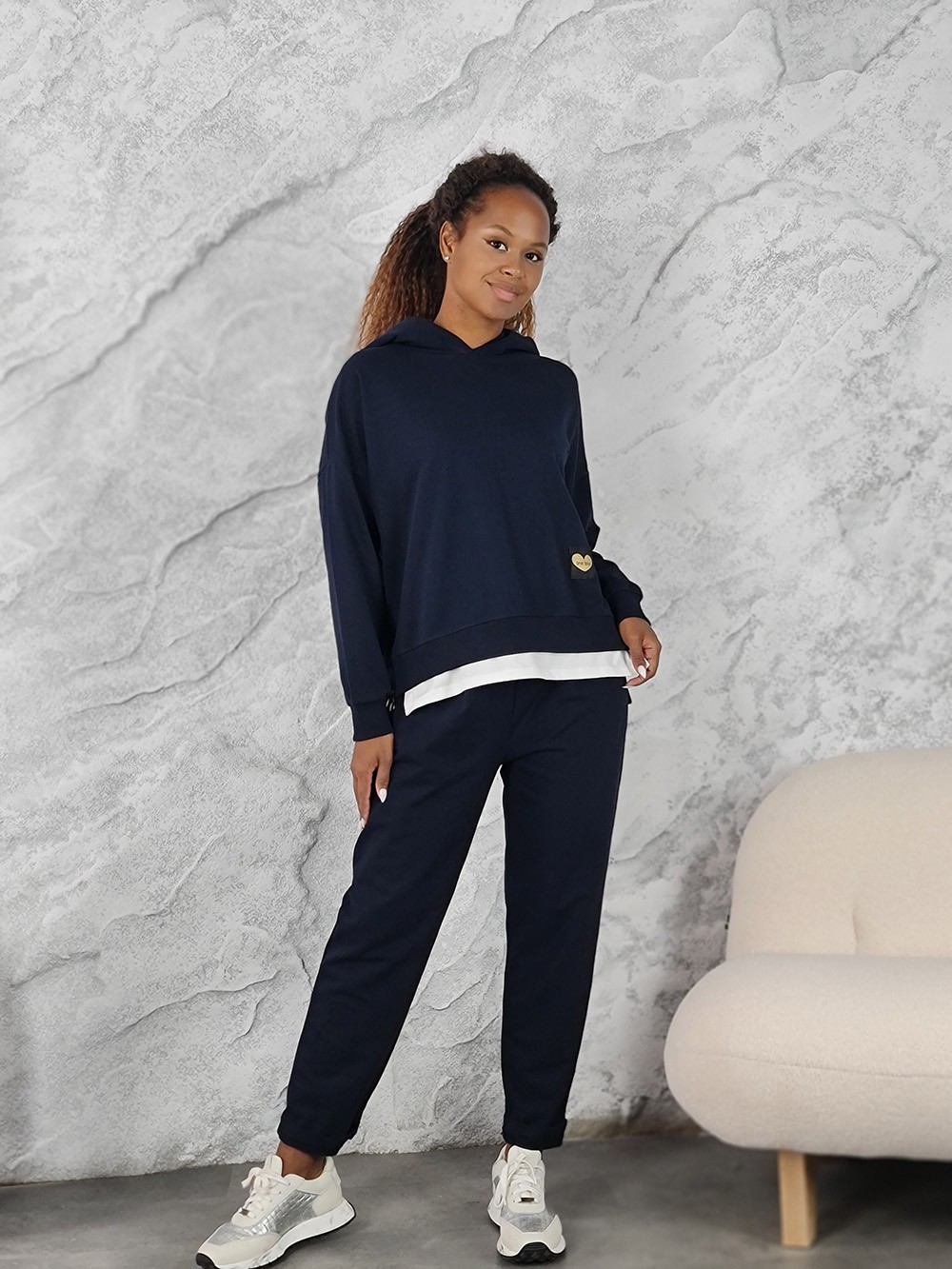 Костюм ONE LOVE худи и брюки синий, фотография №1