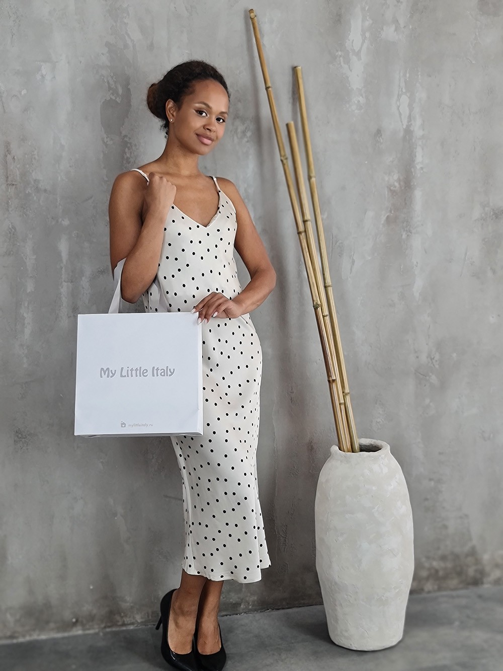 Сарафан Vicolo в черный горошек молочный, фотография №1