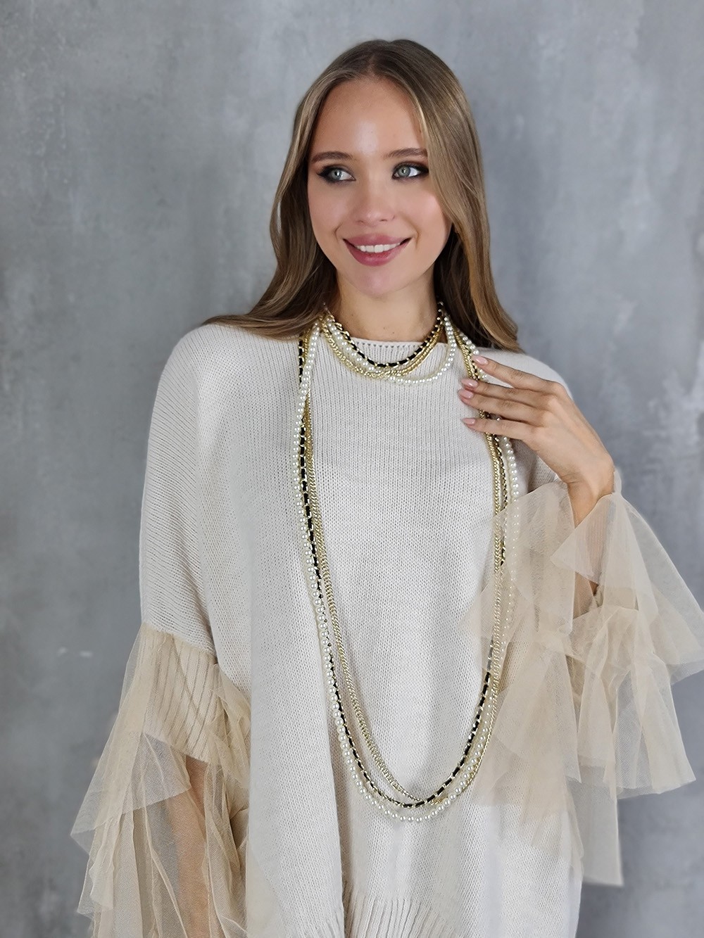 Украшение My Little Italy из бусин и цепей золотое, фотография №1