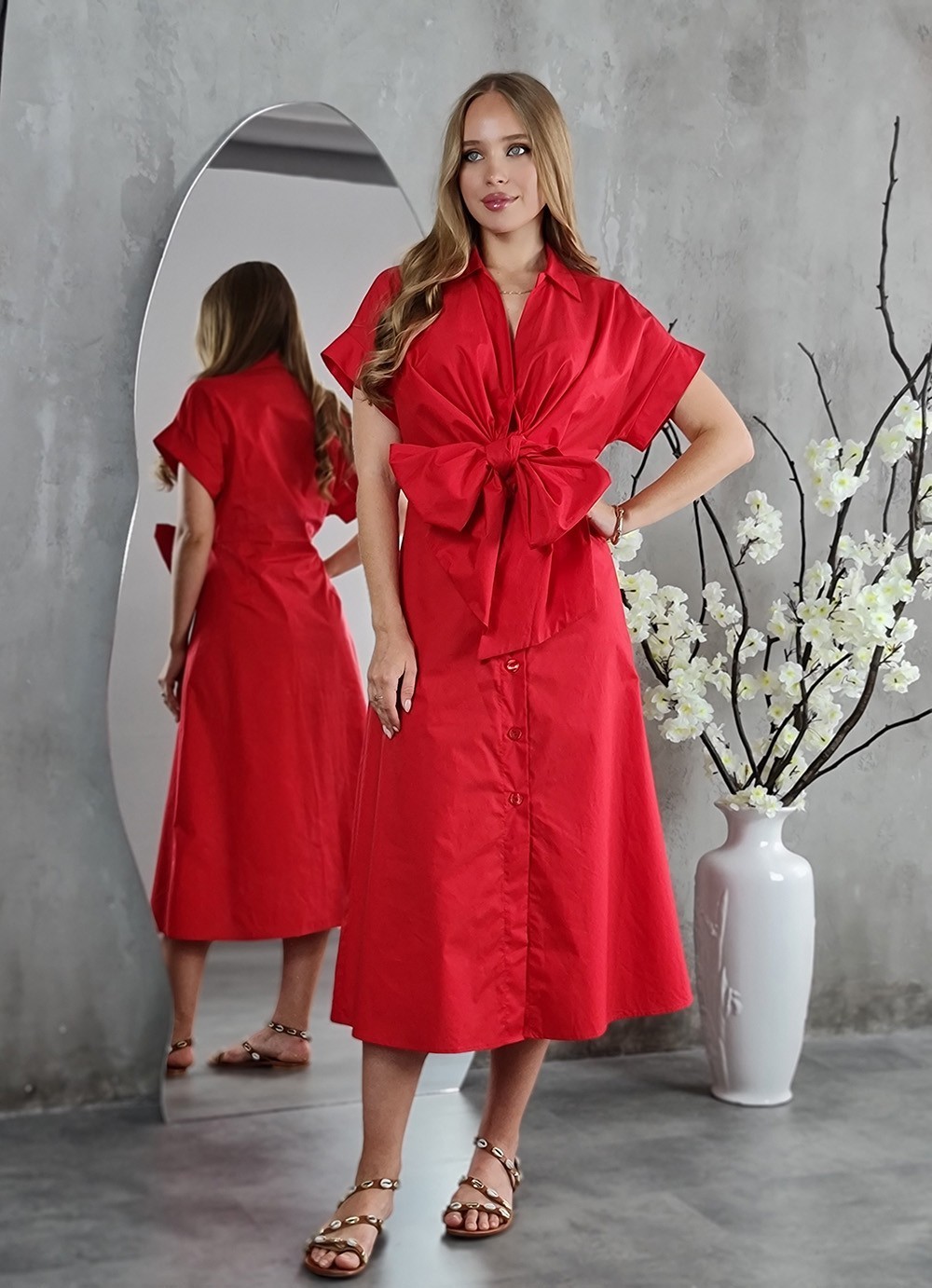 Платье Imperial с поясом красное, фотография №1