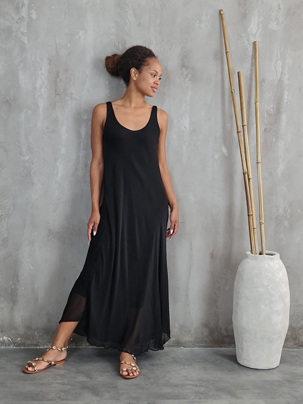 Сарафан Silk New в пол вискоза и шёлк чёрный, фотография №1