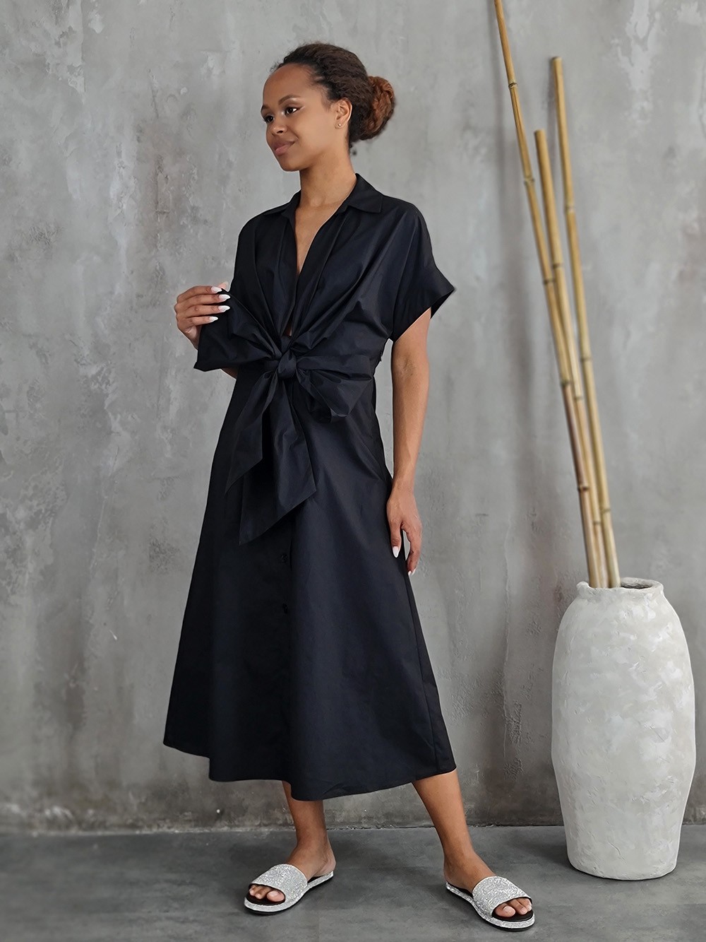 Платье Imperial с поясом черное, фотография №1