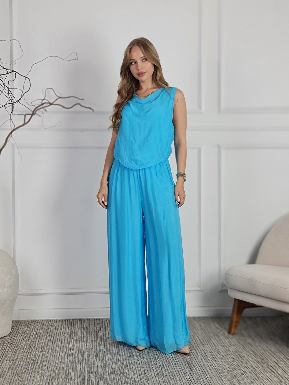 Комбинезон Silk New в пол голубой, фотография №1