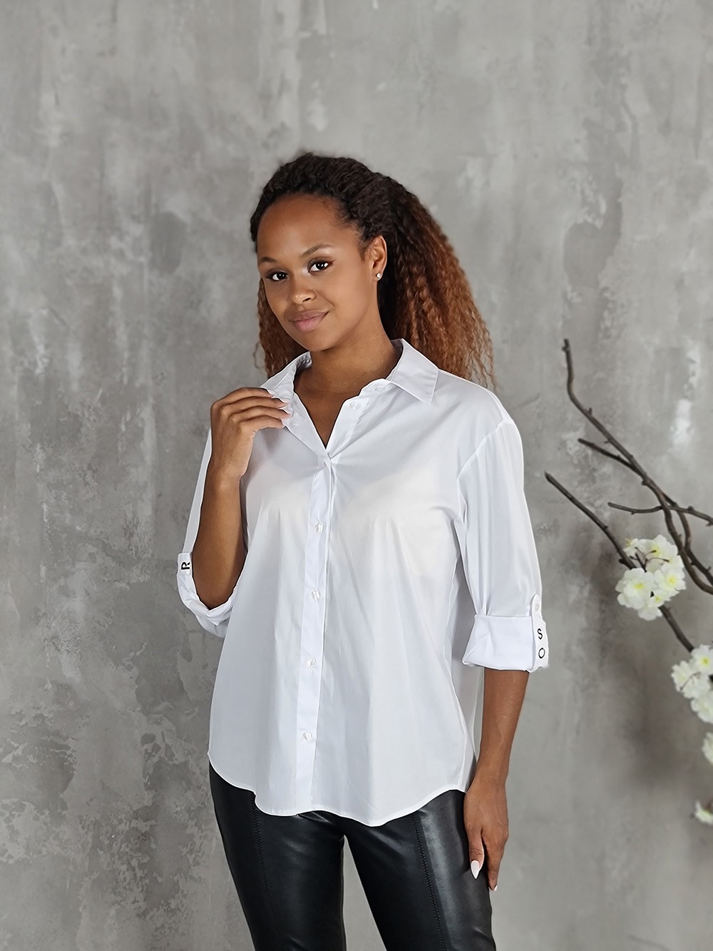 Рубашка Imperial с надписями на рукавах и спине белая, фотография №1