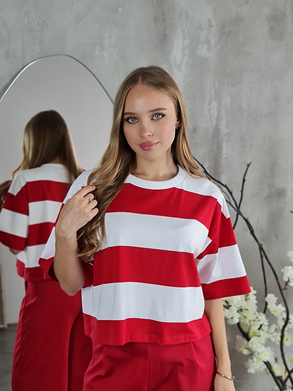 Футболка Imperial в красную полоску белая, фотография №1