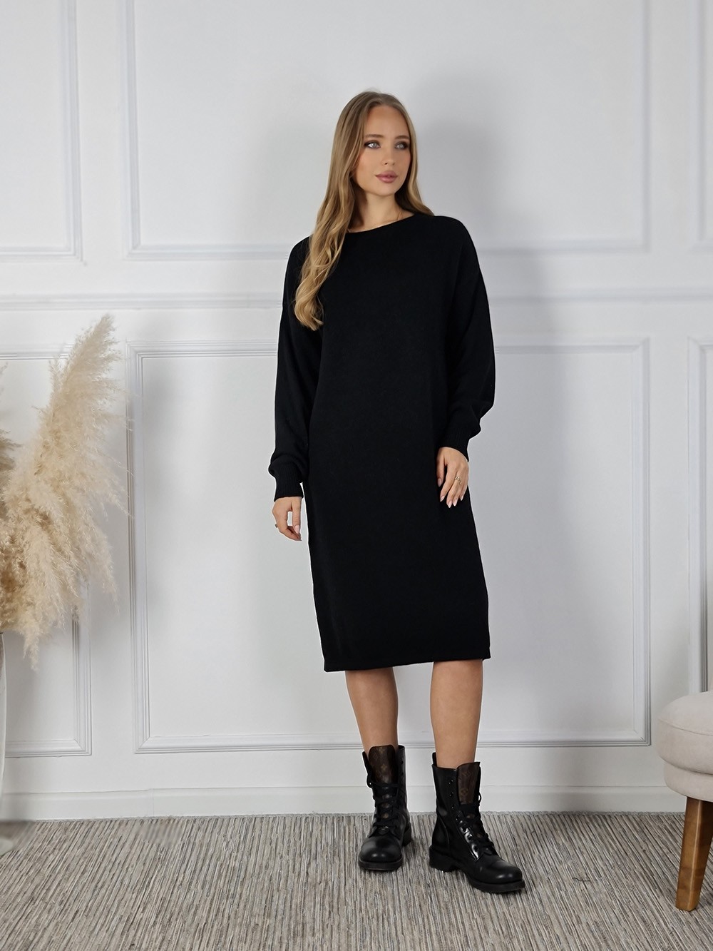 Платье J&J Couture вязаное длинное чёрное, фотография №1